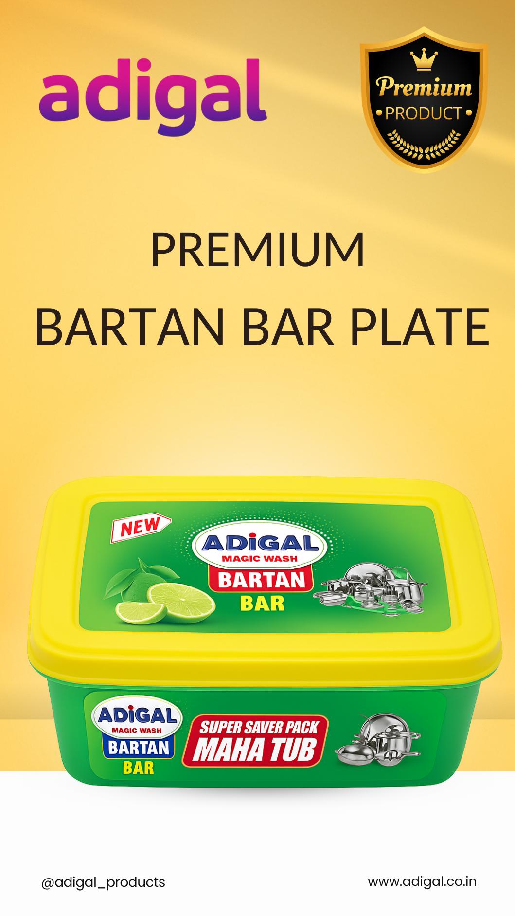 Adigal detergent soap and dishwash bar for clothes and utensil cleaning